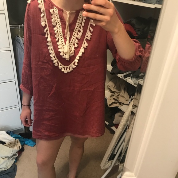 Umgee cotton tassel red dress - Picture 2 of 5